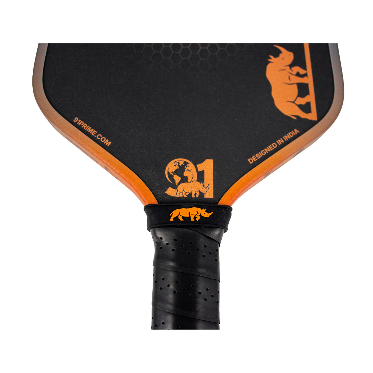 SPORT91 APEX STRIKE orange paddle throat and perforated grip detail